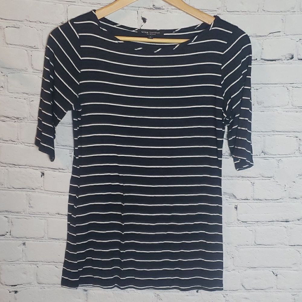 ‎Green Envelope Black and White Stripped Top
